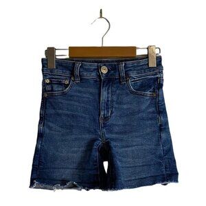 American Eagle Women's Hi-Rise Midi Raw Hem Denim Shorts